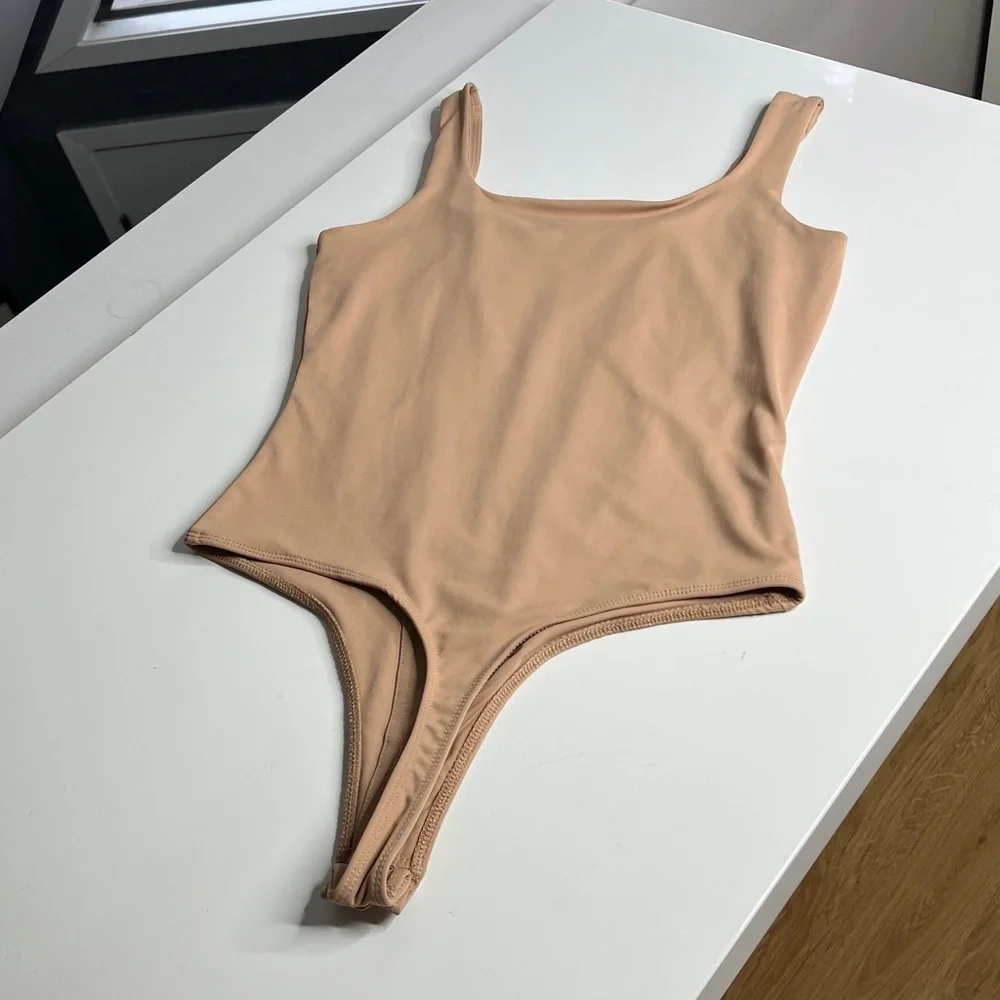 SO Sz M Nude Thing Bottom Snap Body Suit